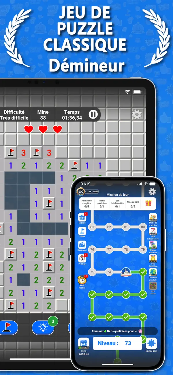 Screenshot #1 pour Démineur GM Pro : No Ads