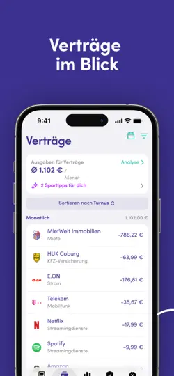 Screenshot von Finanzguru - Konten & Verträge auf dem iPhone 4