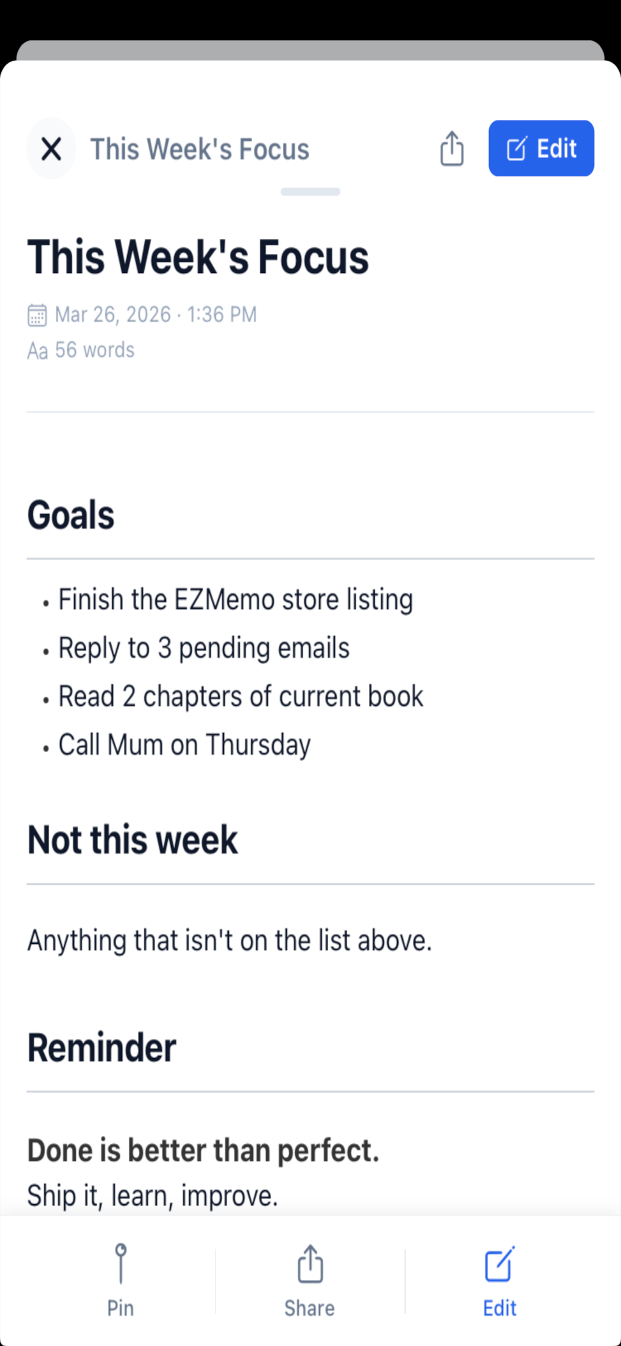 EZMemo: Thoughts & Flow