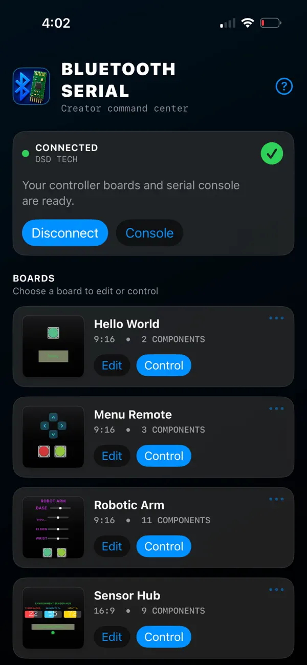 Screenshot #1 pour Bluetooth Serial Connect