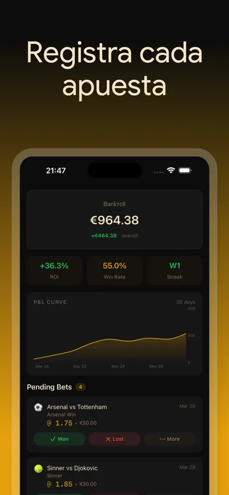 BetLog — Registro de Apuestas — captura de pantalla del iPhone 1