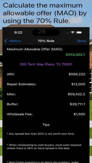 House Flip Analysis screenshot 1