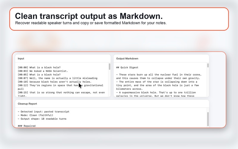Transcript Rescue screenshot