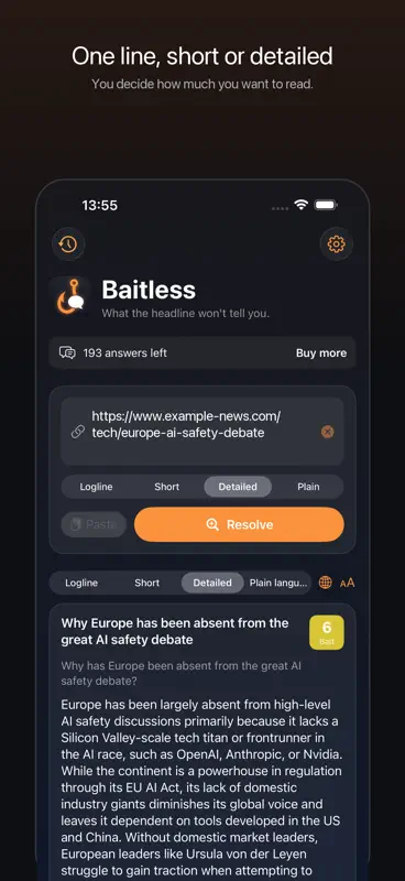 Baitless: Clickbait Decoder screenshot 2 of 5