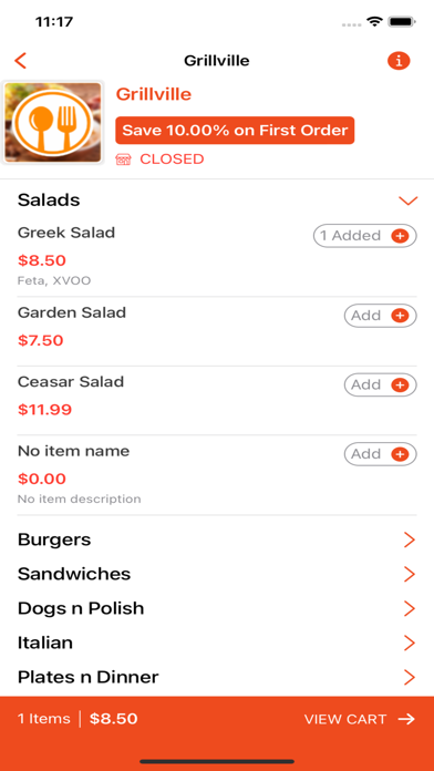 Grillville - Restaurant Screenshot