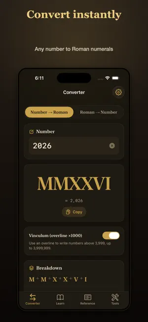 Roman Numerals and Converter screenshot 1
