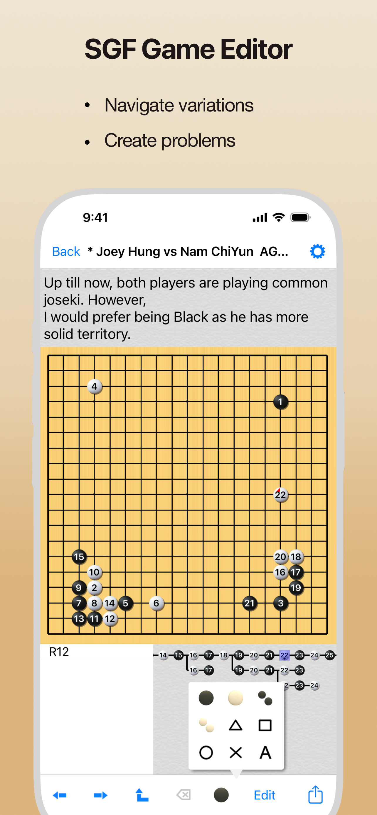 EasyGo Pro-Tsumego, SGF editor