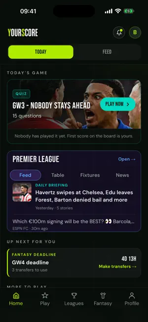 YourScore Football Quiz screenshot 1