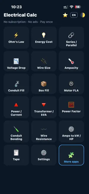 Electrical Calculator: NEC screenshot 4