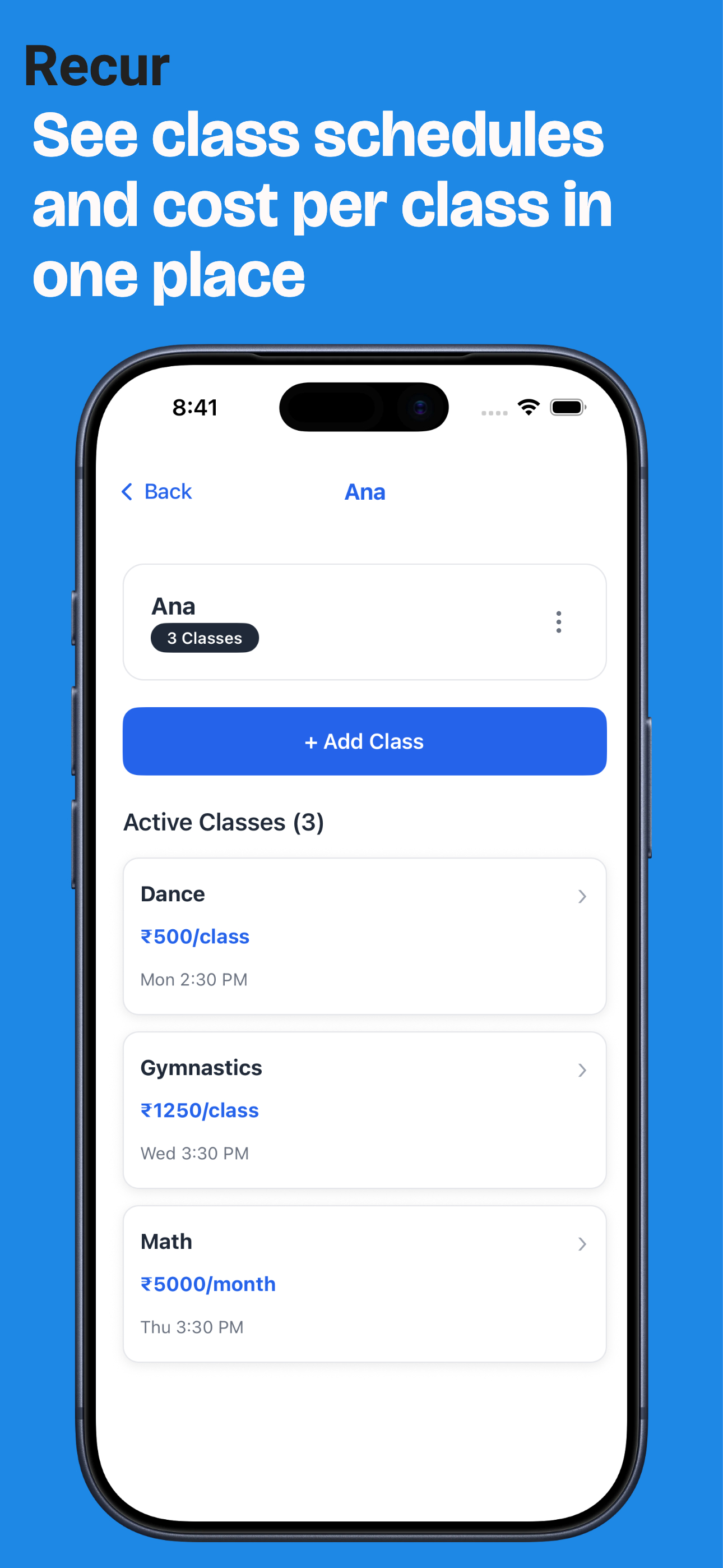 Recur: Kids Classes, Handled screenshot 5