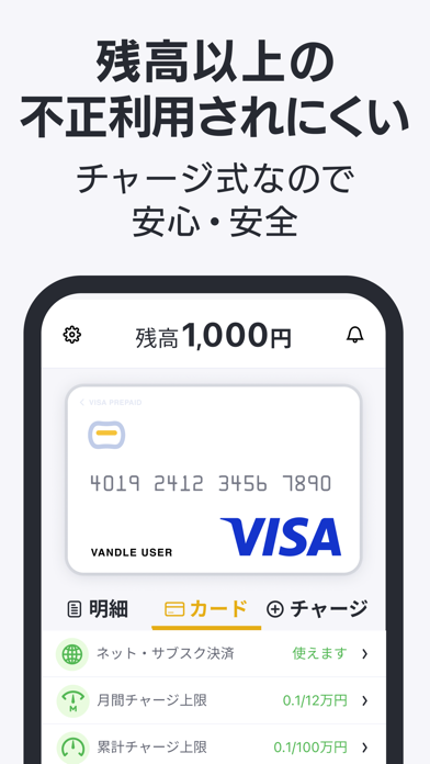 バンドルカード:Visaチャージ式カード、... screenshot1