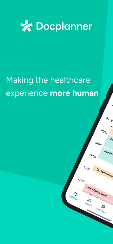 Doctoralia for specialists - This tool emphasizes a human-centric approach, prominently featuring the 'Docplanner' brand while showcasing the intuitive 'Calendar' view for managing appointments.