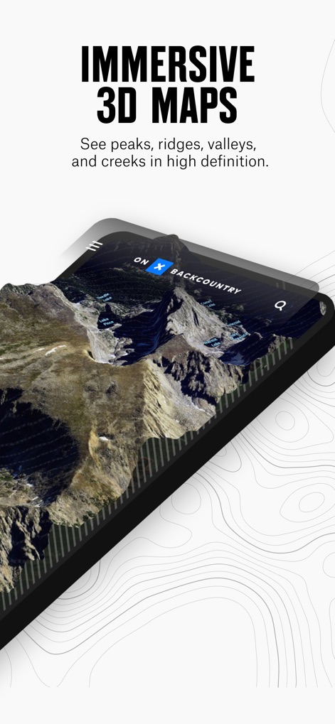 onX Backcountry: Trail GPS App - The app renders stunning 3D maps, allowing users to visualize terrain features like peaks and valleys with exceptional clarity.