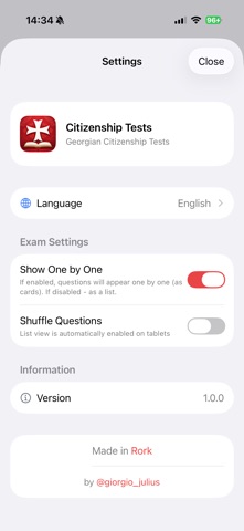 Georgian Citizenship Tests screenshot