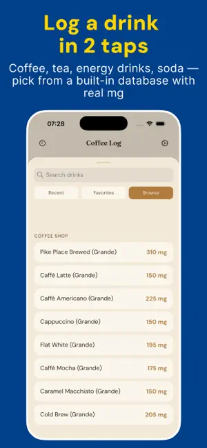 Caffeine Tracker - CoffeeLog screenshot 2