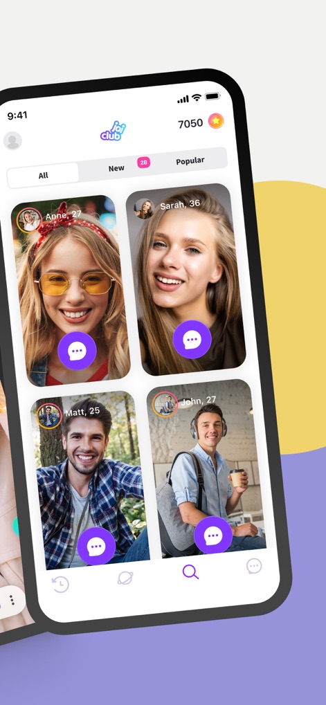Joi - Live Stream - This screen highlights a curated grid of user profiles and distinct 'New' and 'Popular' tabs, allowing easy discovery of engaging content creators.