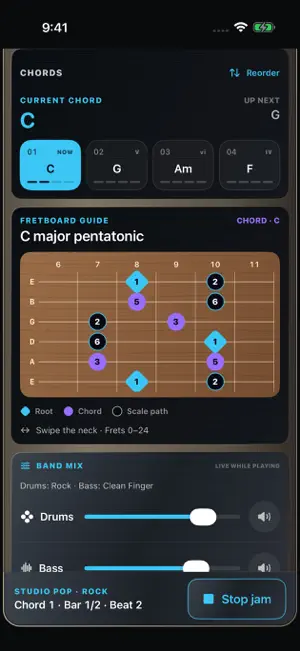 RiffAlly Jam: Guitar Practice screenshot 2