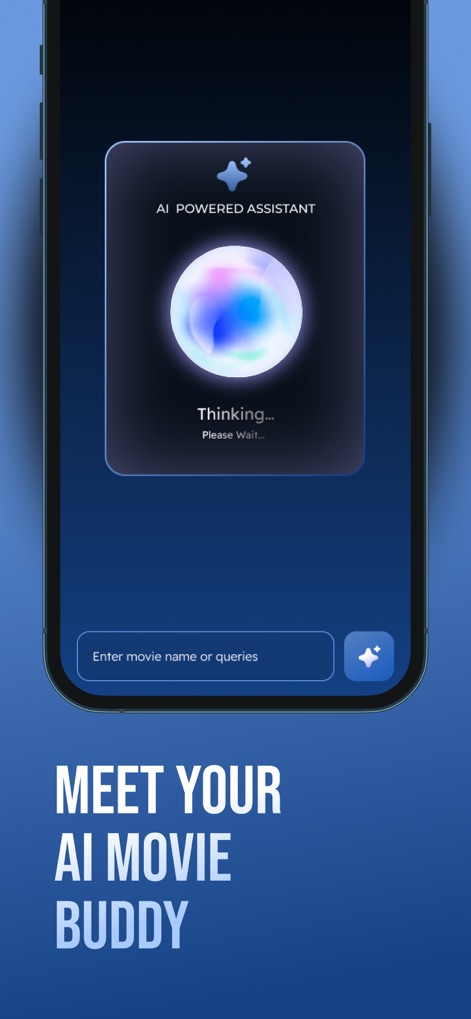 MyFlixer: Watch Movies,TV Show - Engage with the interactive "AI POWERED ASSISTANT" interface, complete with a pulsating visual indicator, and type your queries into the dedicated input field for instant recommendations.