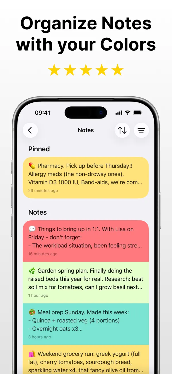 Screenshot #1 pour Notes by Color - Toono