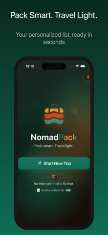NomadPack: Travel Packing List screenshot