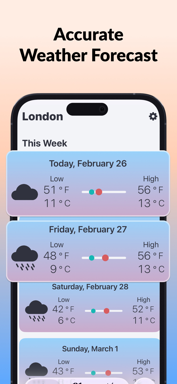 Weather GO - 摄氏度和华氏度的天气