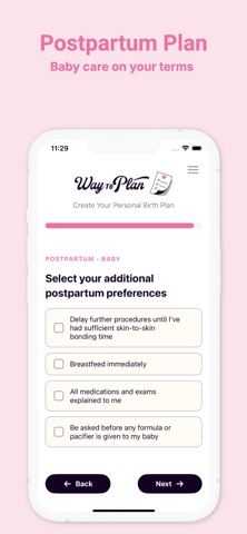 Birth Plan Pregnancy Checklist screenshot