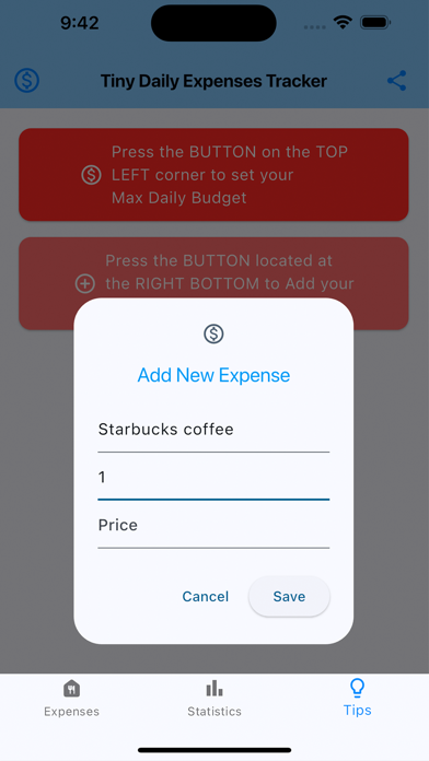 Tiny Daily Expenses Tracker Screenshot