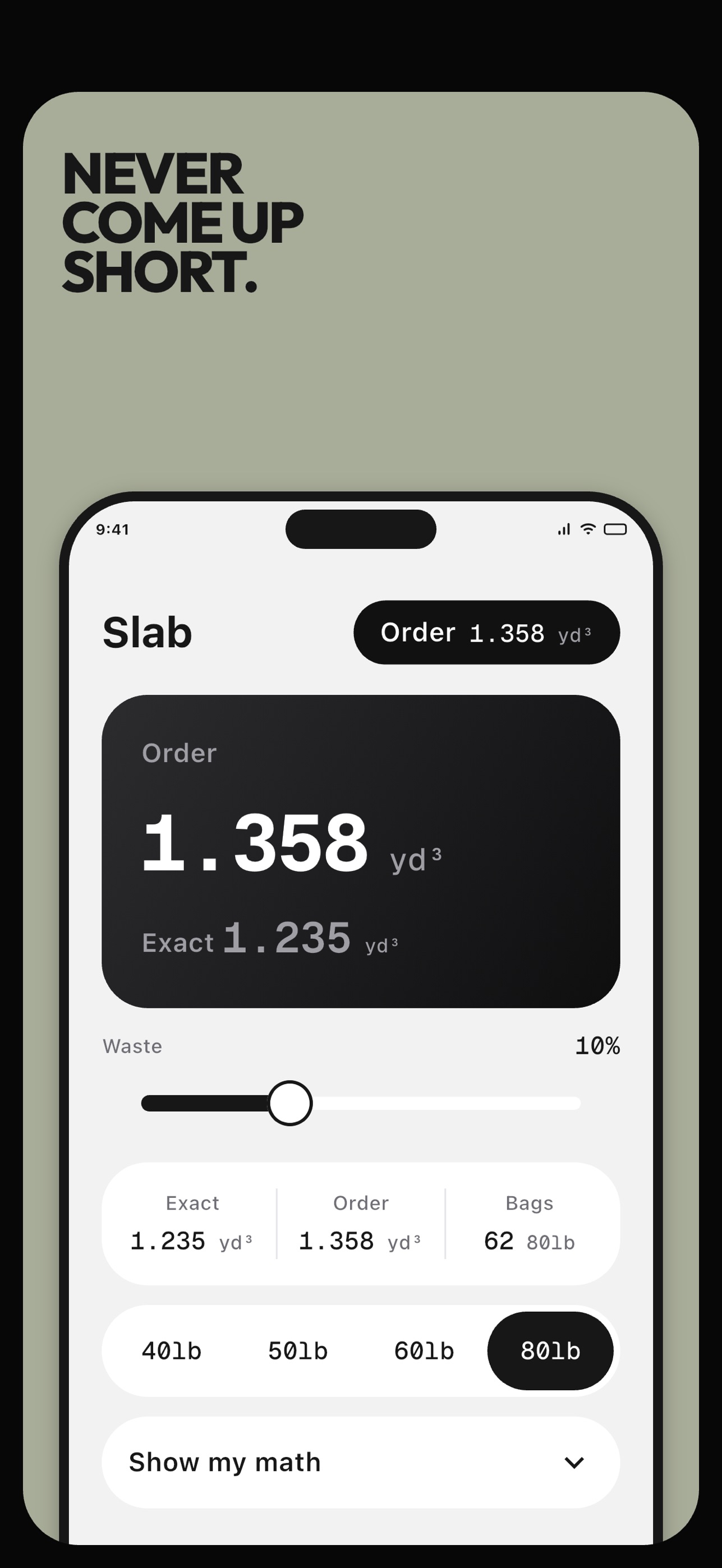 Screenshot 1 of Mudly: Concrete Calculator
