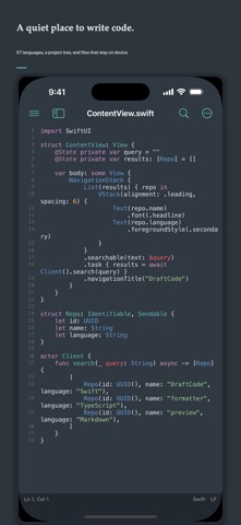 DraftCode: Code & Text Editor iPhone screenshot 1