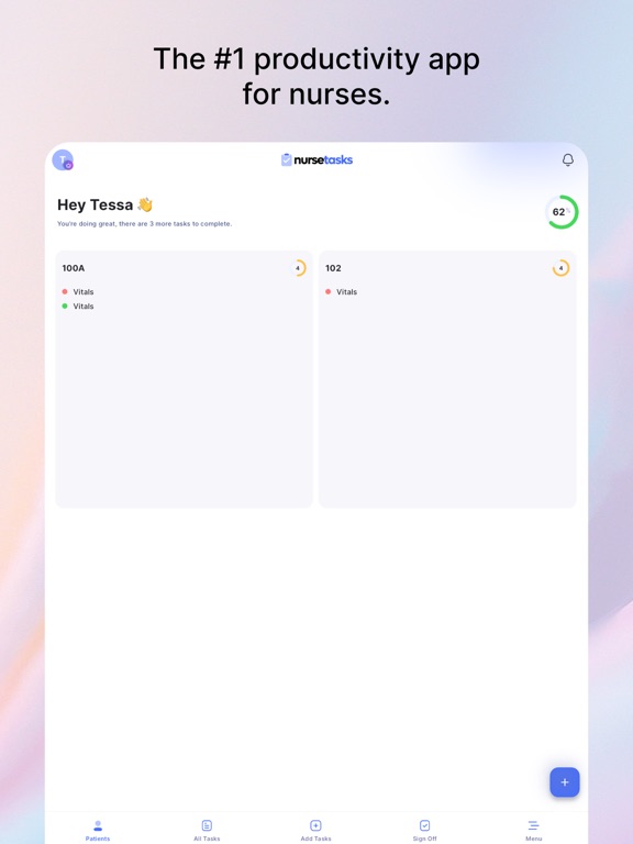 NurseTasks iPad screenshot 1 - Productivity app