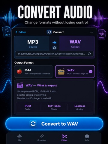 Combine Audio -Music,Mp3 Mixer iPad screenshot
