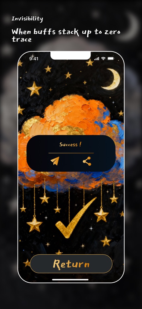 VPN - Plane VPN Fly - Witness the immediate "Success !" confirmation and the prominent golden checkmark, assuring users of an active and secure VPN connection.