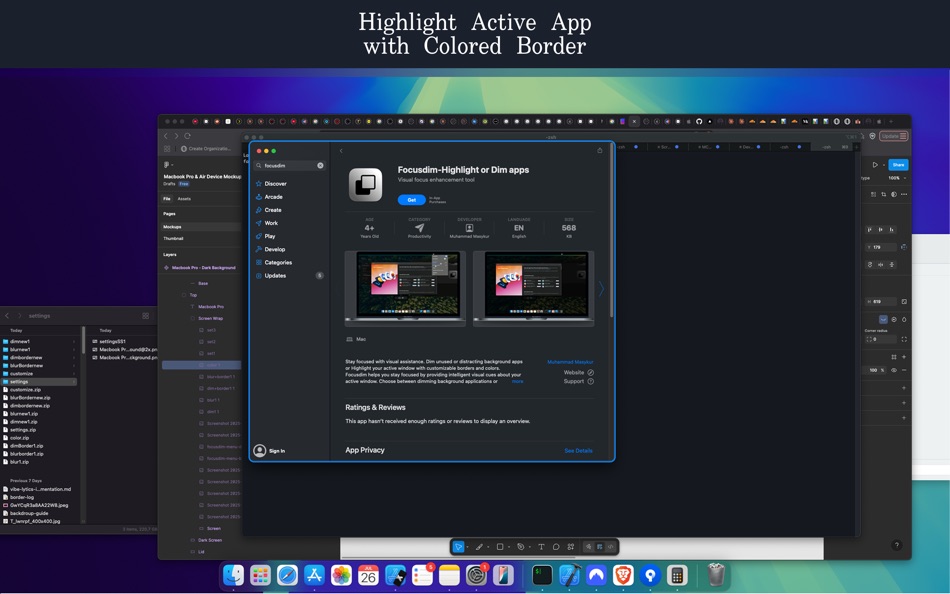 #4. Focusdim-Highlight or Dim apps (macOS) 由: Muhammad Masykur