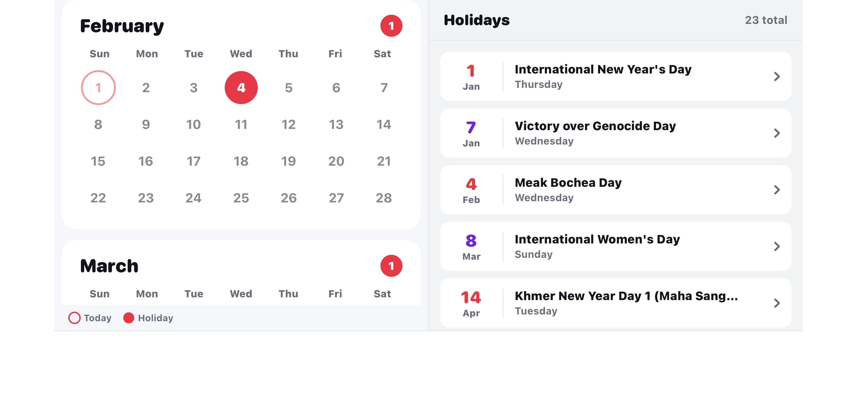 Calendar KH screenshot 4