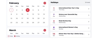 Calendar KH screenshot