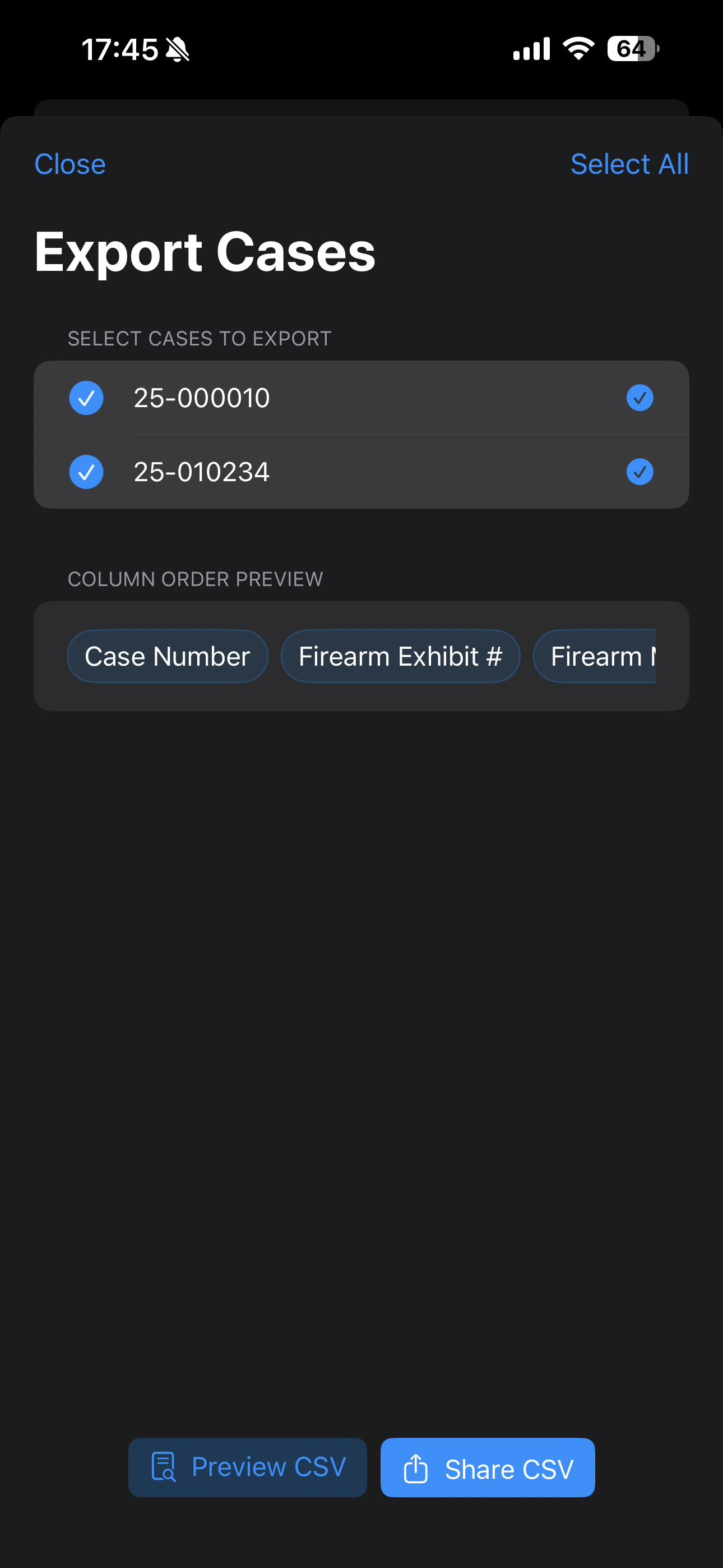 NIBIN Data screenshot 7