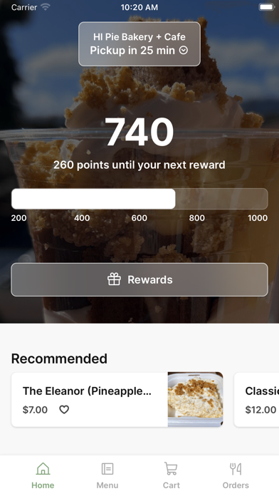 HI Pie Bakery + Cafe app screenshot