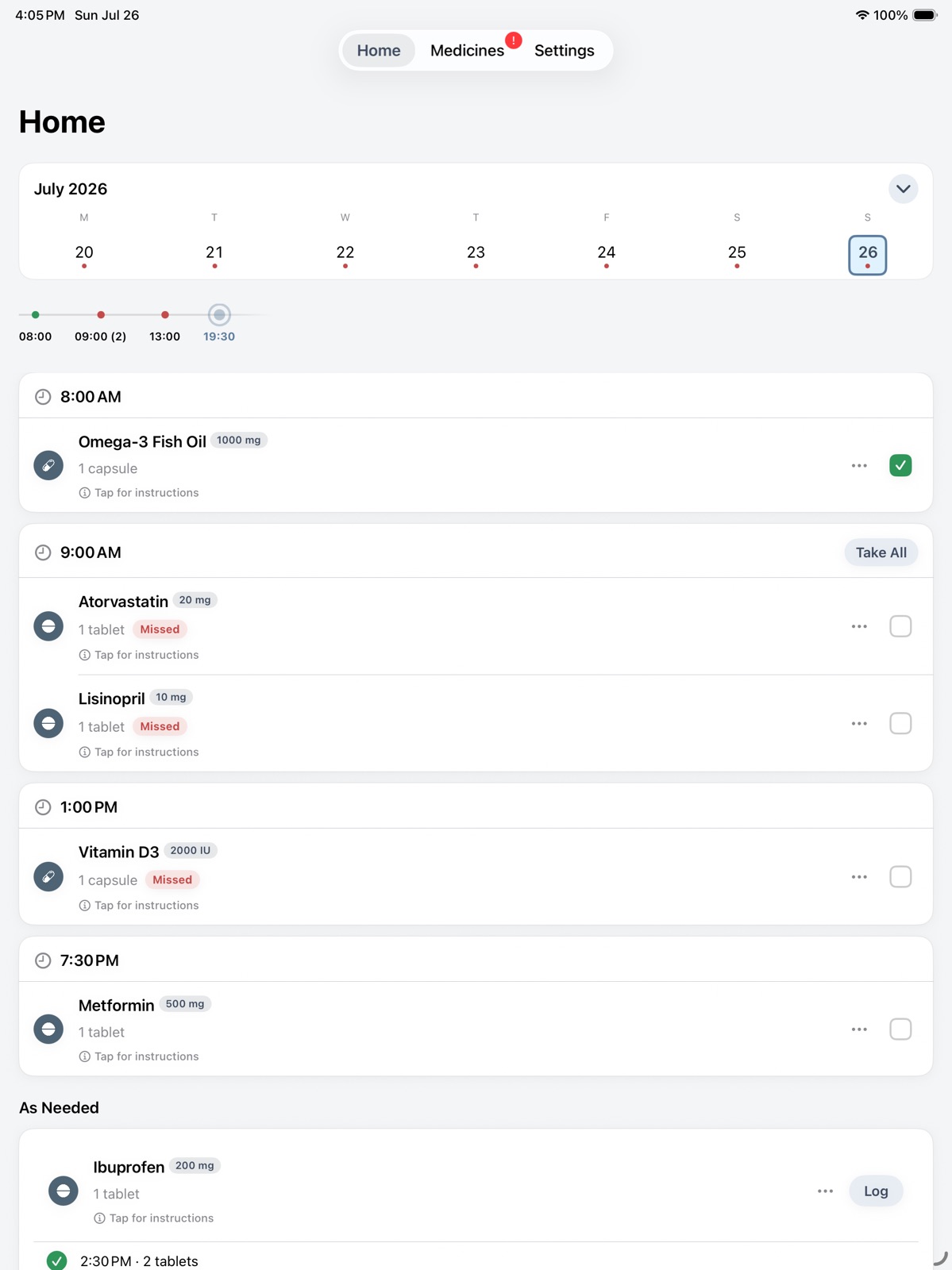Pill Reminder ⋅ Med Tracker ipad screenshot 1