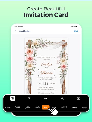 Invitation Maker - Invites4U iPad screenshot