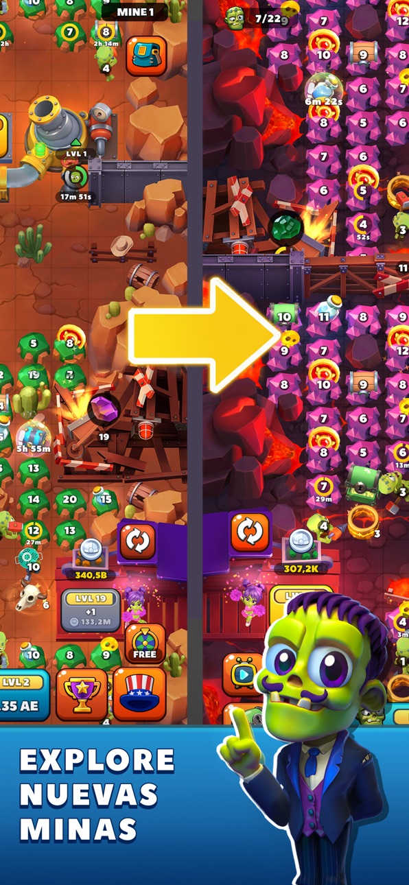 Idle Zombie Miner: Gold Tycoon iOS Mod IPA screenshot 4 - iOS game interface