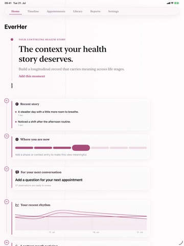 EverHer: Health Timeline iPad screenshot