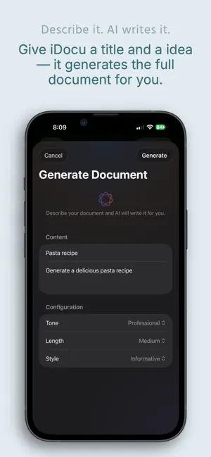 iDocu - Create, Scan with AI screenshot 1