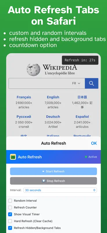 Auto Refresh++ for Safari screenshot 1 of 1