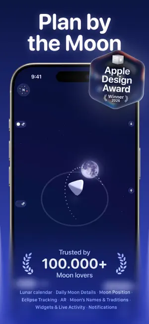 Moonlitt: Moon Phase Tracker iPhone screenshot 1