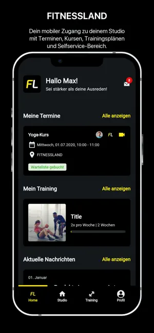 FITNESSLAND App screenshot 1