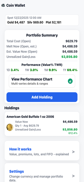 Coin Portfolio Screenshot 1 of 7