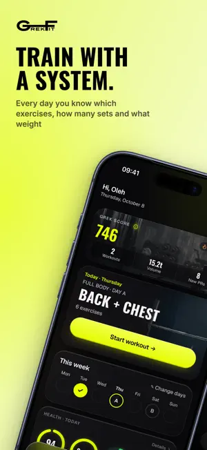 GrekFit — Gym & Home Workouts screenshot 1