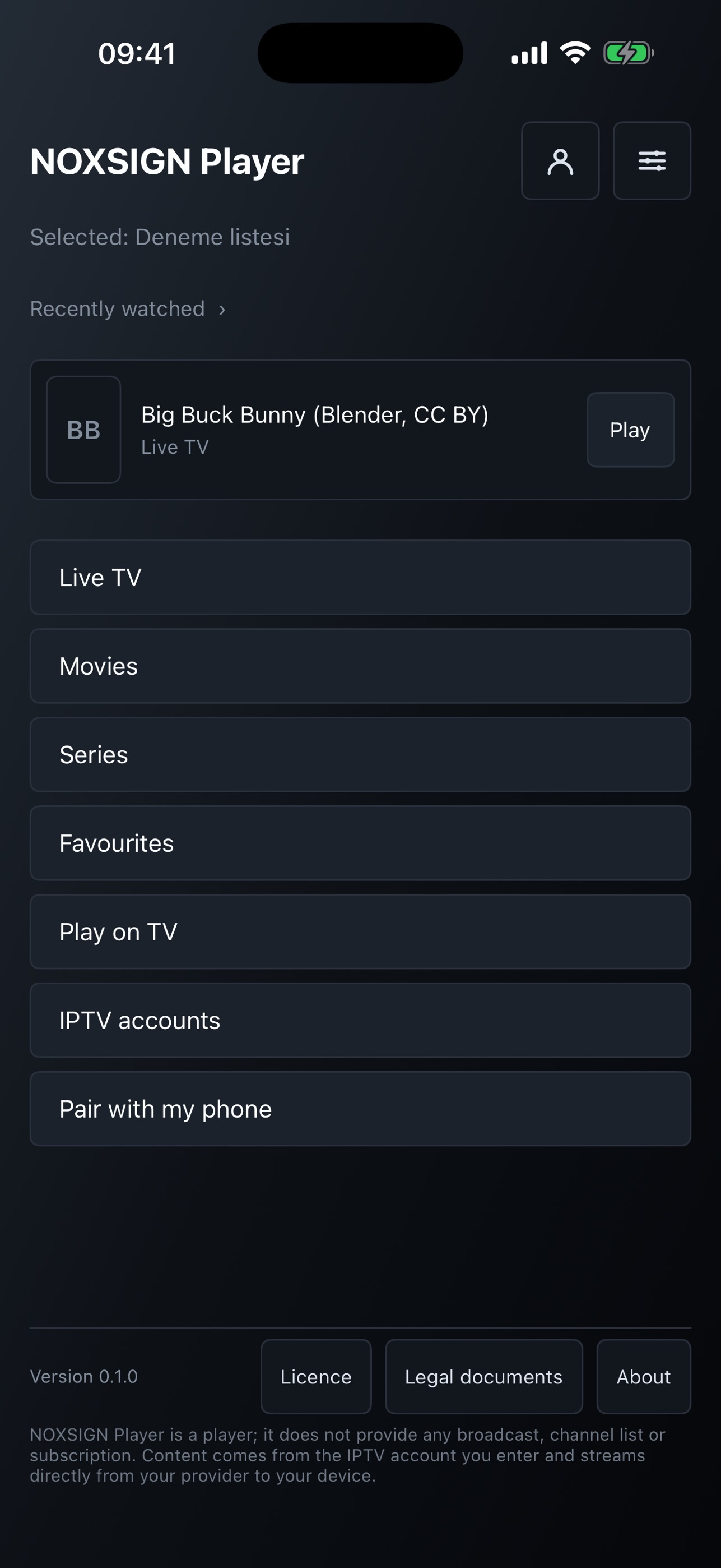 Screenshot 1 of NOXSIGN Player – IPTV Player