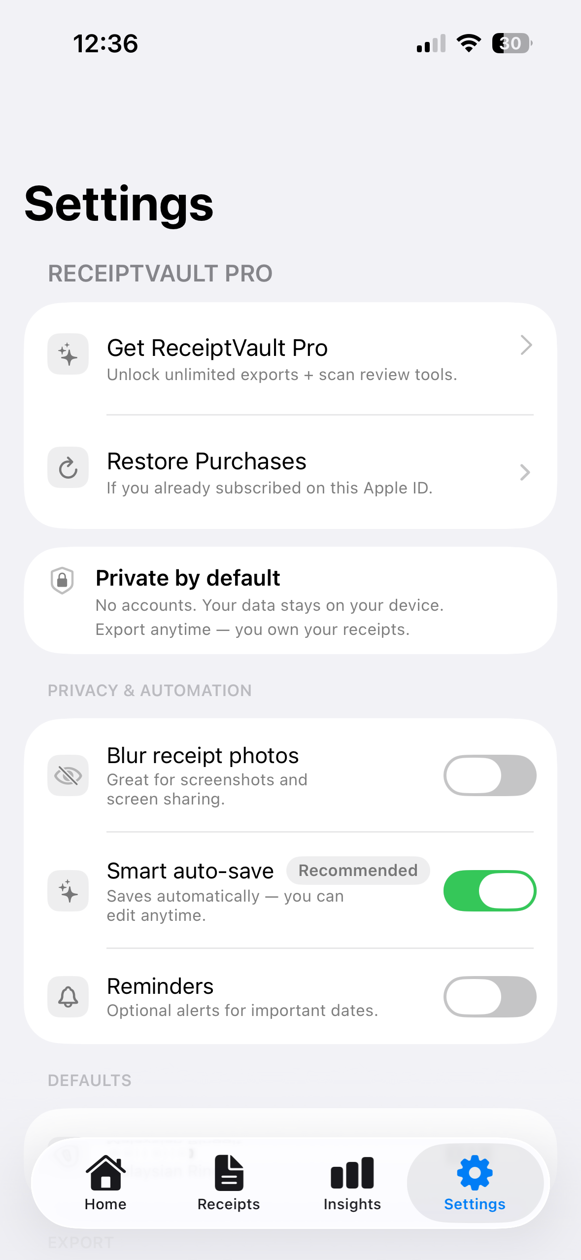 Receipt Vault Secure