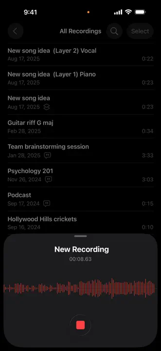 Voice Memos: Screenshot 6 von 6
